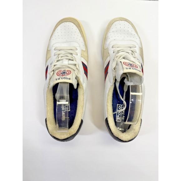 Polo Ralph Lauren White Court Suede & Leather Sneakers Shoes Men's Sz 8.5D - Picture 4 of 8